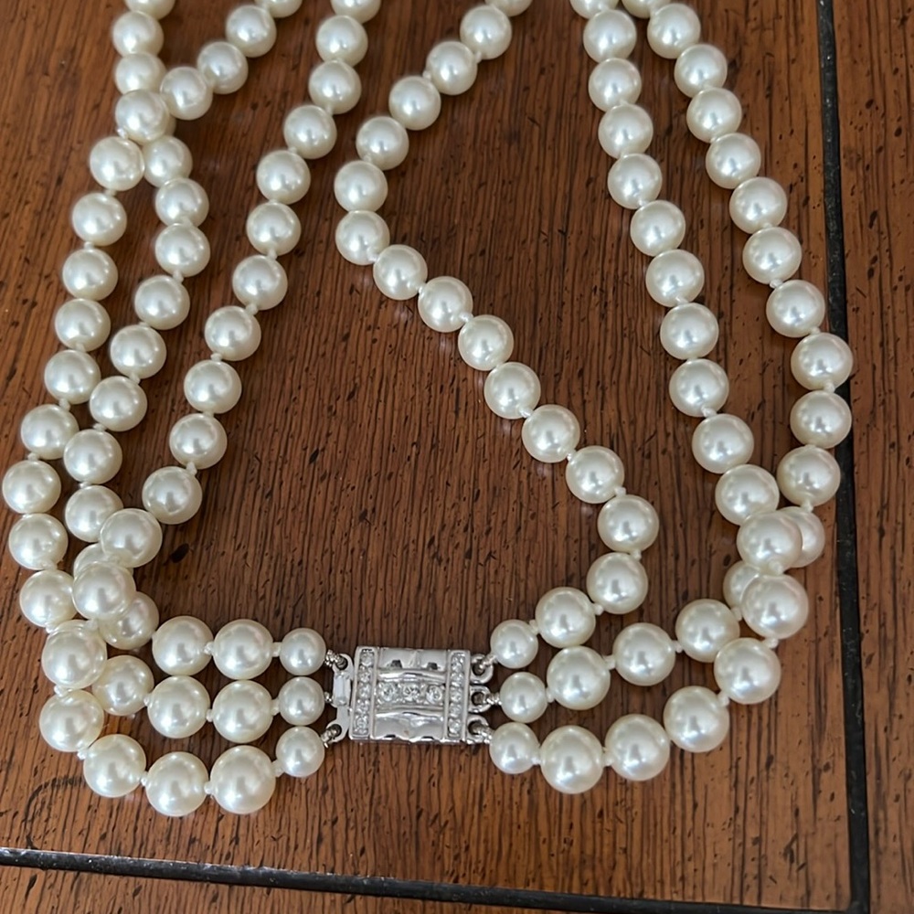 Triple strand pearl necklace from JBK collection